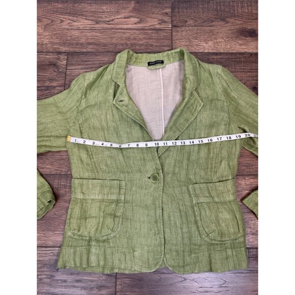 EILEEN FISHER 100% Linen Blazer Jacket Lime Green Women’s Medium Cottage - Picture 8 of 10